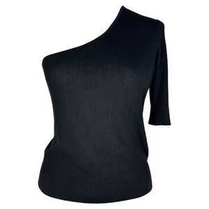 Iro One Shoulder Top in Black Viscose